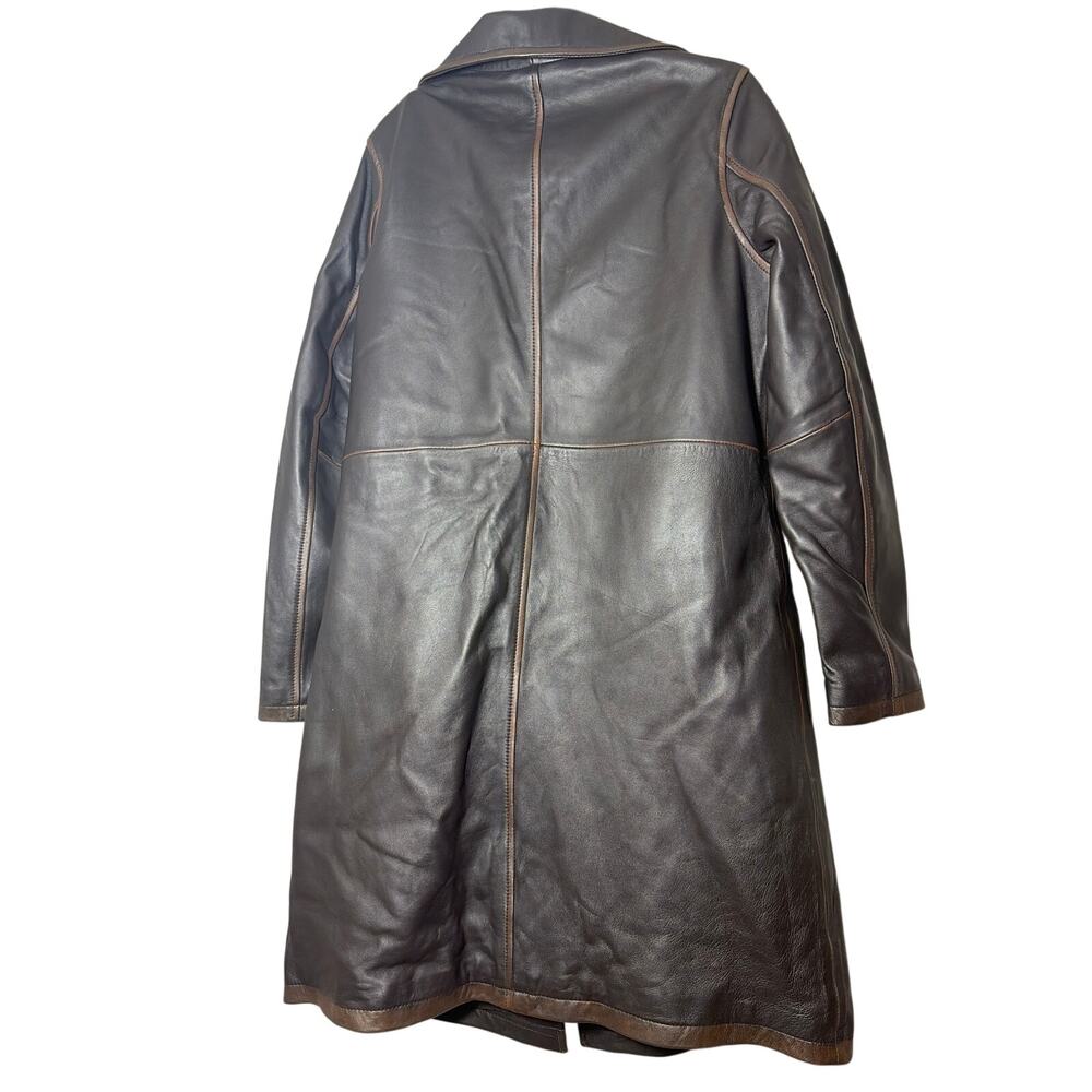 Leather Coat Women’s Dark Brown Size M Mid Length NEW - Picture 4 of 11